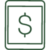 phone screen dollar sign icon green