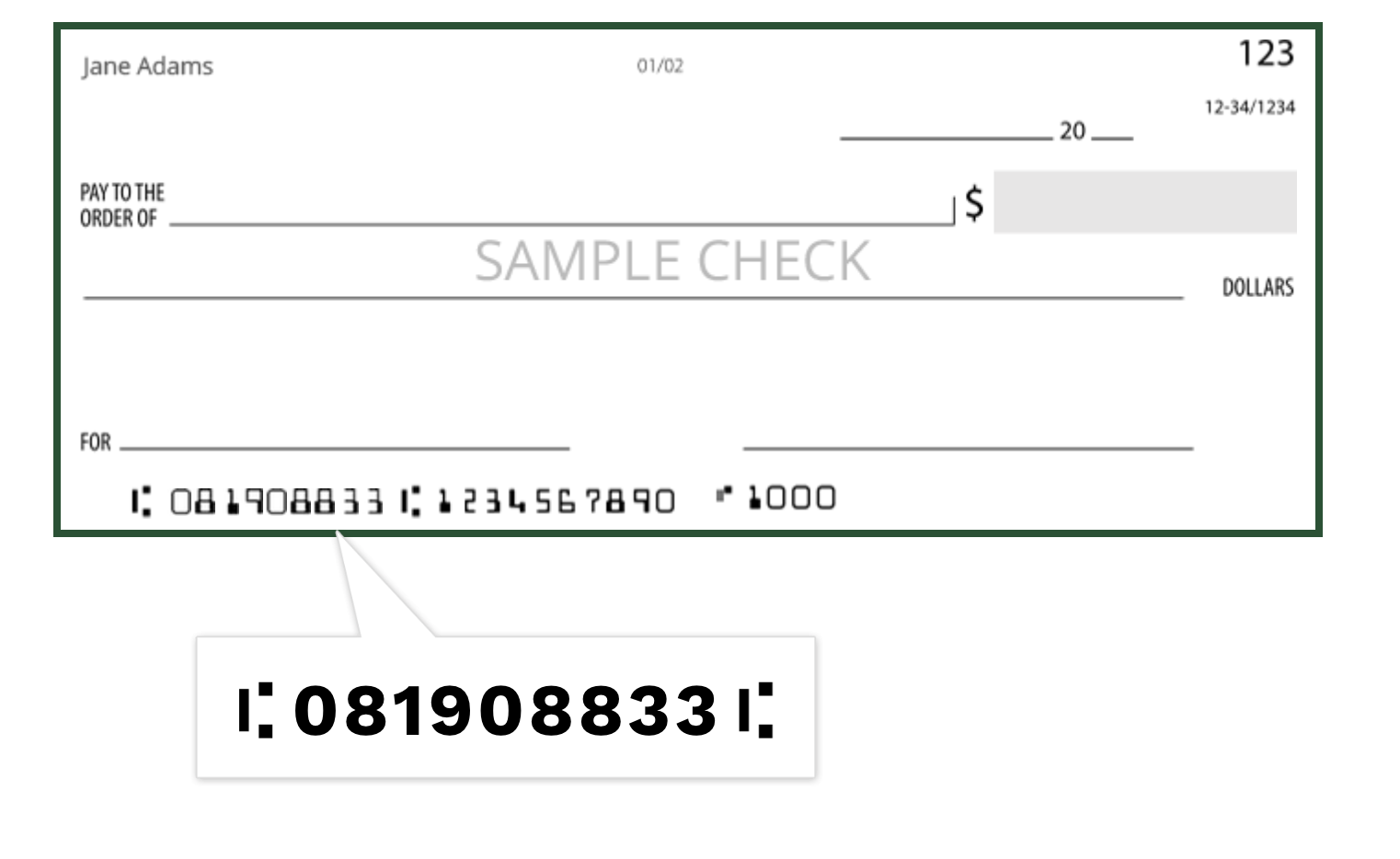 an example of a paper check