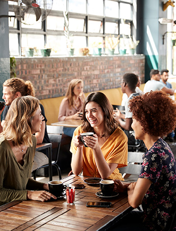 Group of friends at restaurant