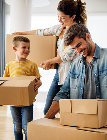 Young family moving into new house